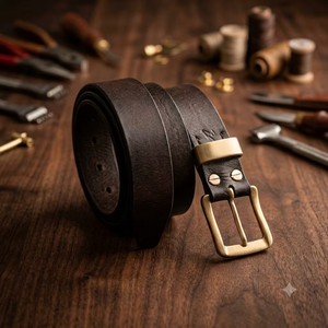 Cinturones Formales Resistentes para Hombre, Hebilla Cuadrada de Acero, Estilo Vintage, 3.8CM de Ancho, 138CM de Largo, Cuero Vacuno Ecológico, Impermeable - Product Image 1