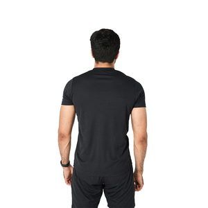 Men's <b>Black</b> Short Sleeve Crew Neck T-<b>Shirt</b> Slim Fit Quick Dry Knitted Polyester Casual Wear T-<b>Shirt</b> Solid Color Sport <b>Tee</b> - Product Image 2