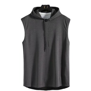 Camisetas sin mangas con capucha para hombre, camisetas deportivas de verano para gimnasio, culturismo, fitness, entrenamiento, chaleco deportivo de color sólido - Product Image 5