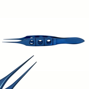 Pinzas Quirúrgicas Profesionales de Titanio con Dientes, 85 mm, 1x2 Dientes, Instrumento de Precisión para Sujetar Tejidos, Acabado Azul - Product Image 6