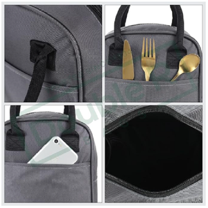 Sac isotherme portable pour aliments, organiseur de repas avec deux poches pour le bureau, l'école, les pique-niques et les voyages en plein air - Product Image 4