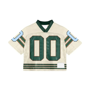 Maillot de football américain rétro unisexe, t-shirt en mesh ample à col en V, impression par transfert thermique, personnalisable pour l'équipe - Product Image 1