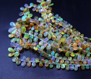 ลูกปัดโอปอลเอธิโอเปียธรรมชาติหลากสี รูปทรงลูกแพร์เรียบเนียน ขนาดประมาณ 13x7 มม. ถึง 7x4 มม. ความยาว 16 นิ้ว - Product Image 1