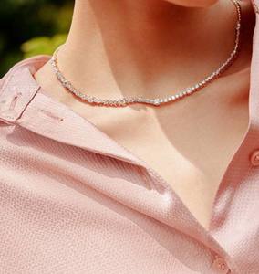 Luxury solitaire tennis lab grown diamond <b>necklace</b> solid yellow gold certified fine jewelry elegant women <b>statement</b> <b>necklace</b> - Product Image 4