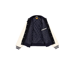 Veste universitaire d'hiver personnalisée, corps en laine de qualité supérieure, manches en cuir véritable, devant en chenille, veste pour homme - Product Image 3