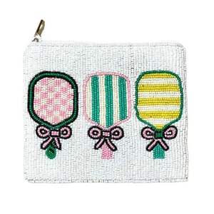 Fruits Pattern Beaded Coin Bag Latest Beaded Coin Clutch for Party Gift Mini Wallet <b>Zip</b> Closure Letters Embraided Women Bags - Product Image 3