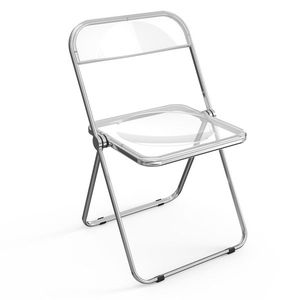 2 Sedie da Giardino Pieghevoli in Plastica Trasparente Bianca, Design Pieghevole - Product Image 1