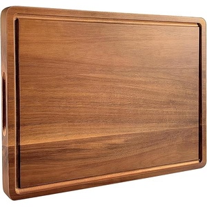 Planche à découper en bois d'acacia épaisse et personnalisée avec rainure de récupération des jus pour la cuisine - Vente en gros - Product Image 4