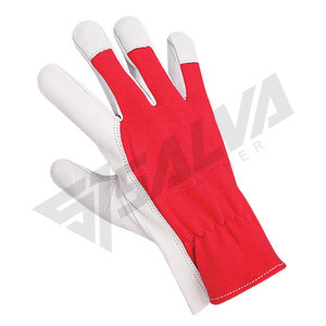 ถุงมือหนังรักษ์โลก ปลอดภัย สีขาว ฝ่ามือสีแดง ซับในผ้าฝ้าย ระบายอากาศได้ดี ความยาวระดับข้อมือ แบบเรียบง่าย ใช้ได้ทุกฤดู สำหรับกิจกรรมกลางแจ้งและใช้ในชีวิตประจำวัน - Product Image 3