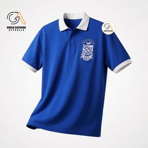 Phi Beta Sigma |   Chemise à manches courtes bleue pour homme, logo imprimé numérique sur le devant, coton sergé décontracté, respirant, séchage rapide, poche, 210g - Product Image 5