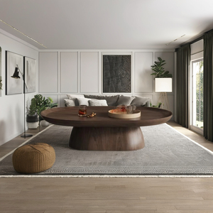 Modern Round Wooden Coffee <b>Table</b> Solid Wood Durable Smooth Surface Easy Clean Living Room Coffee <b>Table</b> - Product Image 2