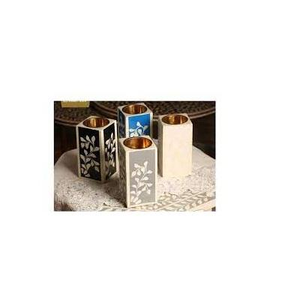 Best Quality Bone Inlay Candle Holder Modern Design Bone Inlay Candle Pillar Handicraft Customized Size - Product Image 1