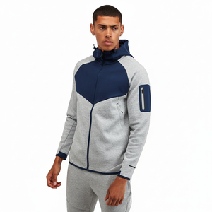 Vêtements de sport SPORTEX pour hommes, manteau à capuche en coton respirant à séchage rapide, doublure en polaire écologique, couche d'air sportive, taille élastique - Product Image 1