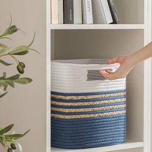Nuevo Juego de Cestas de Almacenamiento Hechas a Mano de Jacinto de Agua con Rayas Azules, Solución Ecológica para el Hogar, Venta al Por Mayor - Product Image 2