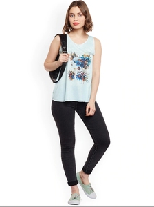 Débardeur sans manches blanc pour femme, imprimé attrape-rêves, style bohème, en coton tricoté, col rond, longueur normale, logo sur le devant - Product Image 3