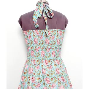 Robe longue décontractée en coton à imprimé floral tropical pour femme, style bohème, col halter, respirante, idéale pour l'été, la plage et les vacances – Grande Vente - Product Image 6