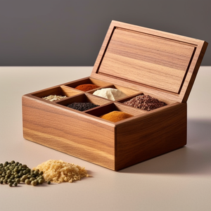 Decorative Wooden Spice <b>Box</b> for Kitchen Counter Spice Essentials Masala Storage <b>Herbs</b> Seasonings and Pantry Use - Product Image 3