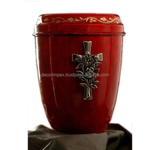 Urnas de cremación de cloisonné de flores rojas más vendidas, urna funeraria para humanos y mascotas, urnas de cremación de aluminio de nuevo estilo - Product Image 1