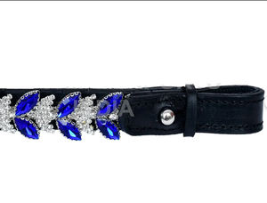 Diadema de Cuero Premium para Caballo con Pedrería Azul, Decorativa, para Brida Inglesa, Modelo FAB International BB-02, Cómoda - Product Image 3