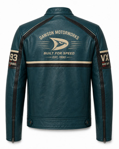 เสื้อแจ็คเก็ตมอเตอร์ไซค์หนัง PU สำหรับผู้ชาย ยี่ห้อ Dawson Motorworks คอตั้ง ปิดด้วยซิป กันลม สไตล์นักขี่มอเตอร์ไซค์ - Product Image 2