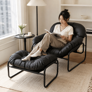 Sofa <b>Chair</b> <b>Recliner</b> with Thick Cushion Upholstery <b>Footstool</b> for Living Room Bedroom or Dorm-Black - Product Image 3