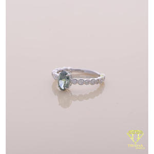 Bague de fiançailles vintage en or blanc avec accent de moissanite bleue taille marquise pour femme - Product Image 6
