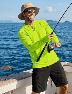 Camisa de Pesca para Hombre, Verde Lima, Manga Larga, Transpirable, Spandex/Poliéster, 180g - Product Image 3