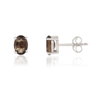 5x7 mm Oval Cut Natural Smoky Topaz Gemstone 925 <b>Sterling</b> <b>Silver</b> <b>Stud</b> Earrings Fine Jewelry For Women's - Product Image 3