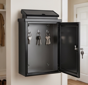 Buzón de Acero Negro para Montar en la Pared con Cerradura de Llave, Acabado con Recubrimiento en Polvo Impermeable, Acceso Frontal, Perfecto para Almacenamiento de Cartas en la Oficina - Product Image 4