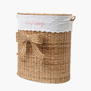 Panier à linge en rotin fait main du Vietnam avec doublure en tissu, panier de rangement en osier naturel, grande capacité, organisateur écologique - Product Image 3