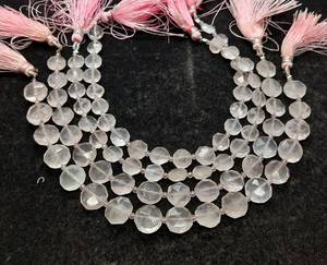 Perles facettées en forme de pièce de monnaie en quartz rose naturel AAA, 8-9 mm, perles de pierre précieuse en quartz rose, 8 pouces, pour la fabrication de bijoux, vente en gros - Product Image 5