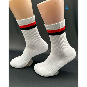 Chaussettes de sport pour hommes en coton et élasthanne, à rayures personnalisées, antidérapantes, de haute qualité, tricotées, pour équipe, club, tennis, course à pied - Product Image 1