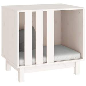 Casa para Perros de Madera de Pino Sólido Blanca, Resistente, de 23.6 x 17.7 x 22.4 Pulgadas, Casas y Muebles para Mascotas - Product Image 4