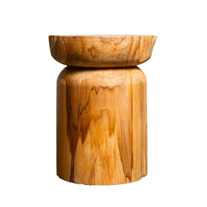 ARTERRA Premium Handcrafted Wood Seating for Warehouse and Hotel Use Rustic Teak Natural Cylinder <b>Stool</b> Decor - Product Image 2