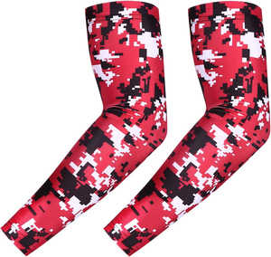 Manchons de cyclisme unisexes pour adultes, imprimés par sublimation, camouflage numérique rouge, noir et blanc, protection anti-UV, pour sports de plein air - Product Image 2