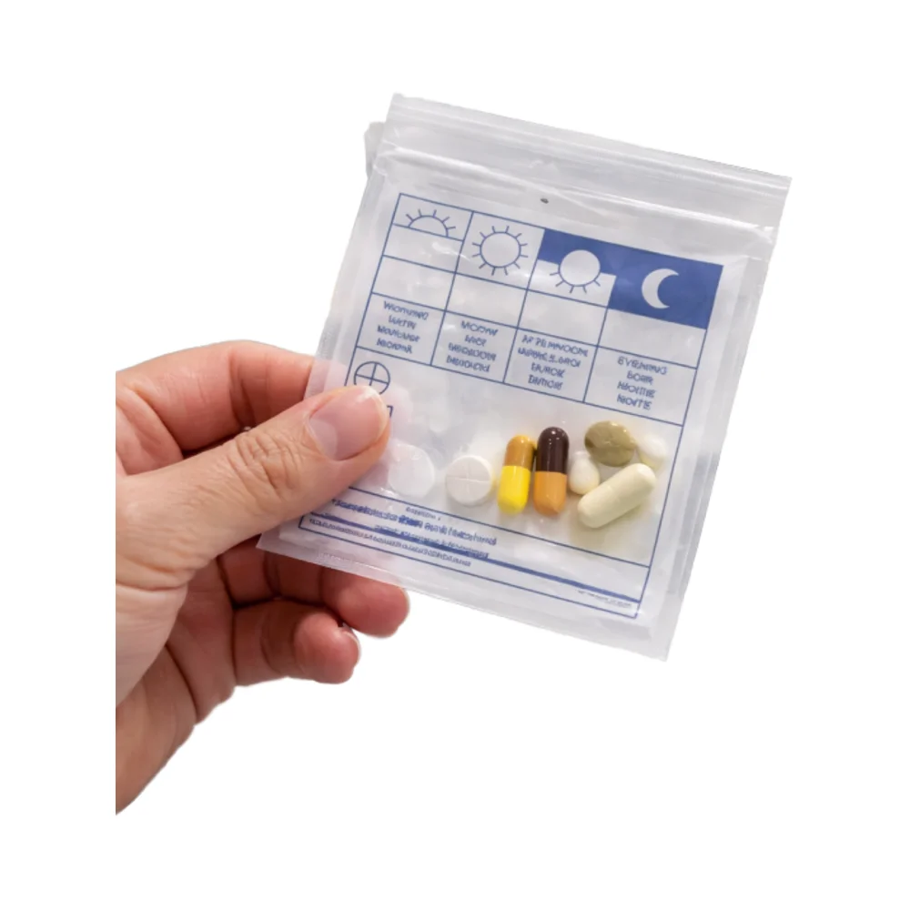 Custom Printed Food Grade LDPE Pharmacy Medicine Zipper Bag for Hospital Clinic Prescription Dispensing and Medical Packaging