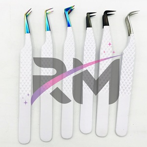 Pince à épiler pour cils RMI en acier inoxydable denté à pointe plasma noire/multicolore, produit phare, revêtement en poudre blanche - Product Image 2
