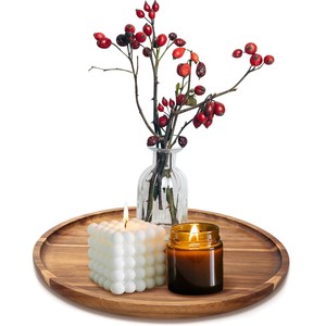 Handcrafted Acacia Wood <b>Candle</b> Holder with <b>Tray</b> | Wholesale Home Dcor - Product Image 2