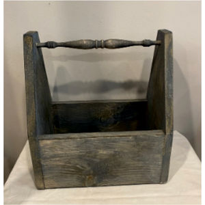 Rustic Wooden Caddy Vintage <b>Tabletop</b> <b>Storage</b> Basket Decorative Wood Organizer Box with Handle for Home Garden Centerpiece Caddy - Product Image 3