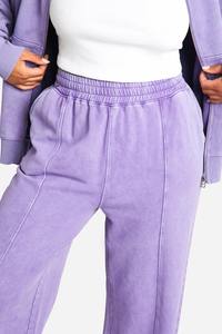 Custom Women Washed Tracksuit Set <b>Oversized</b> Zip Jacket Wide Leg <b>Sweatpants</b> Set Private Label Sweatsuit Bulk - Product Image 5