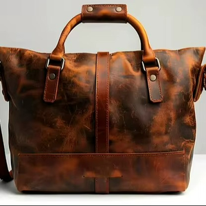 Bolsos de Mano de Cuero de Diseño Personalizado para Mujer, Estilo Crazy Horse, con Forro de Algodón, Dos Correas para Viajar, Portátil, Cuadernos - Product Image 1