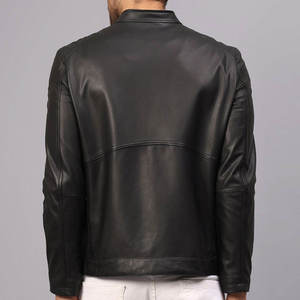 Blouson de moto en cuir de vachette pour homme, coupe-vent, fermeture éclair, logo imprimé 3D sur le devant, prix bas, vente en gros - Product Image 2