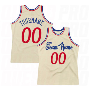 Camiseta de Baloncesto Retro Personalizada Color Crema Rojo Real, Sin Logotipo, Uniforme de Baloncesto Vintage Sublimado Premium - Product Image 1
