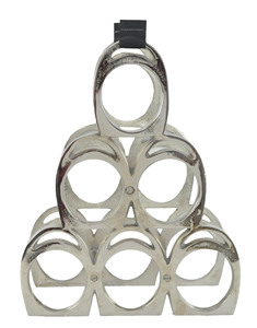 Porte-vin en forme d'étrier de cheval pour 6 bouteilles, finition nickel - Product Image 2