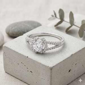 <b>Silver</b> Plated Alloy Fashion <b>Ring</b> with Cubic Zirconia Gemstone-Art Palace Jewelry - Product Image 1