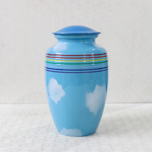 Customizable Custom Color Cremation Urn <b>Rainbow</b> Stripes American Style 200 Cubic Inch Capacity Durable for Adult Human Ashes - Product Image 2