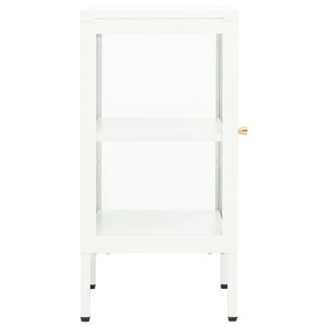 Aparador Blanco con Vidrio Templado, Tamaño Mediano, Acero con Recubrimiento en Polvo para Muebles de Salón - Product Image 4