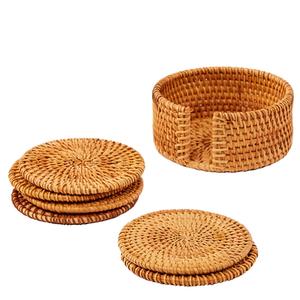 Posavasos de ratán vintage ecológico Premium con centro de cerámica-Accesorio de cocina personalizable Hecho en Vietnam - Product Image 2