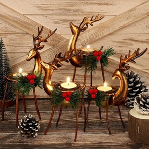 <b>Brass</b> Cylinder Candle Holder With Reindeer And Heart Cutouts Christmas Home Decoration Heat Resistant Metal <b>Lantern</b> - Product Image 6