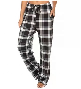 Women's Pink Black <b>Plaid</b> Flannel <b>Pants</b> Mid Waist Drawstring Loose Fit Casual Ankle-Length <b>Pants</b> With Pockets Winter Wear - Product Image 6